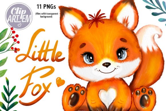 Baby Fox Bundle Floral Fall Sunflower Clip Art