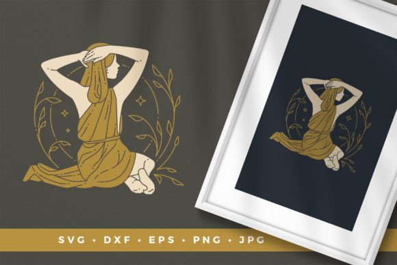 Bohemian Woman in Floral Ornament: A Versatile Digital Asset