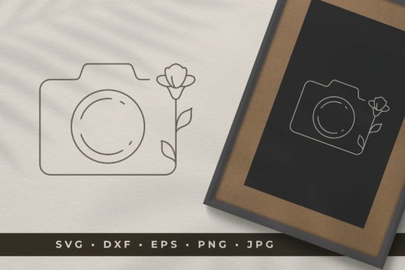 Floral Camera Line Art: A Versatile Digital Asset for Creative Projects
