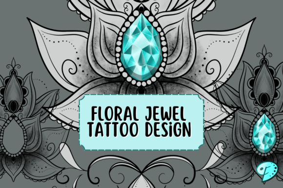 Floral Jewel Tattoo Design: Your Digital Palette for Wearable Art