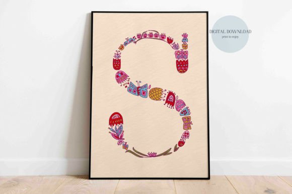 Floral Letter S Digital Art: An Instant Elegance for Personalized Spaces