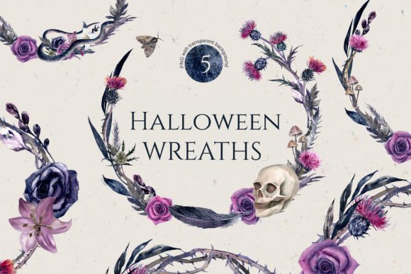 Gothic Halloween Floral Wreaths PNG: A Digital Design Resource Evaluation