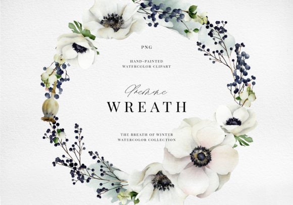 The Watercolor Anemone Berries Floral Wreath: A Versatile Digital Design Asset